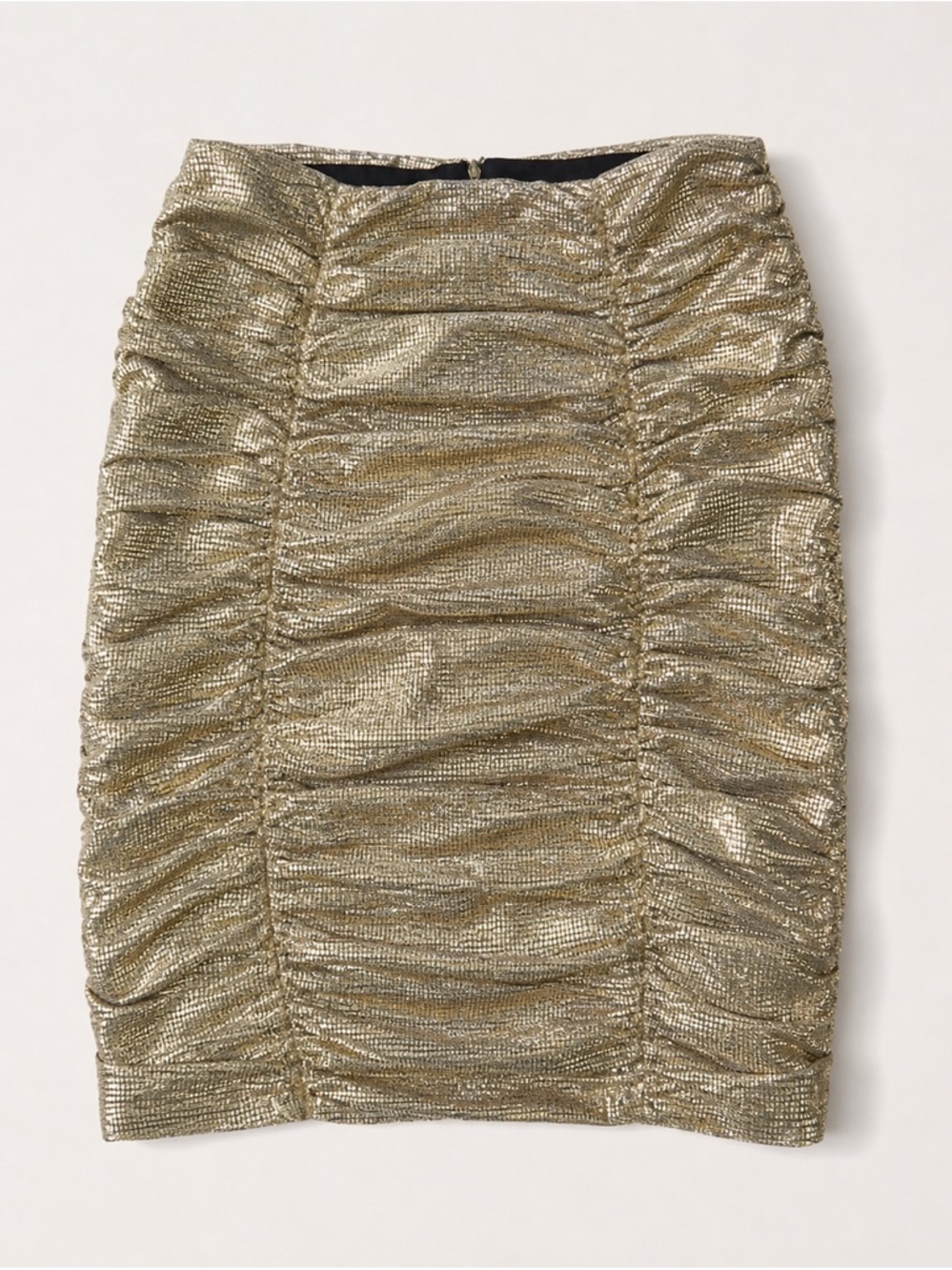 Metallic Gold Ruched Mini Skirt - Picture 2 of 2